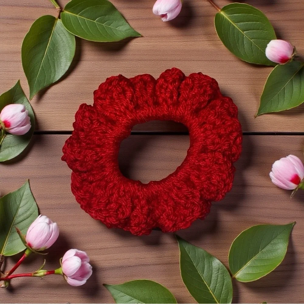 Red Crochet Hair Scrunchie